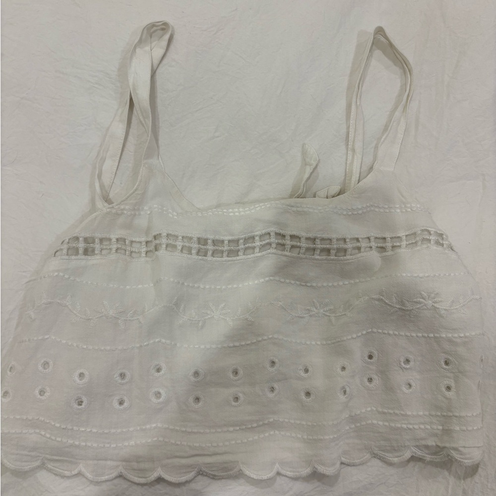 La Hearts Ivory Crochet Detail Top